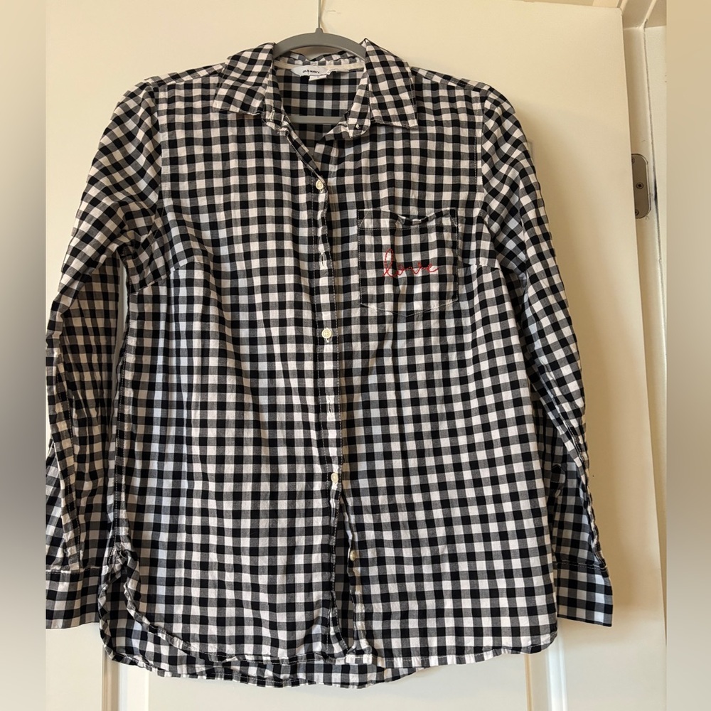 Black and White Checkered Button-Up Shirt